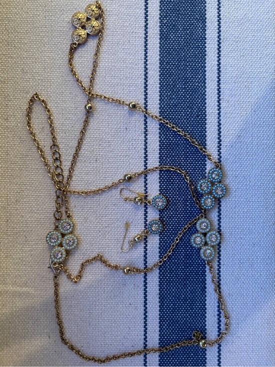 Jewelry - Gold-Tone Floral Crystal Necklace and Earring Set